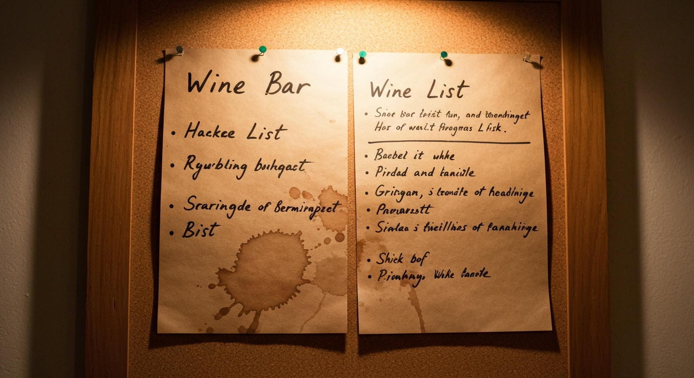 This week's handwritten wine list