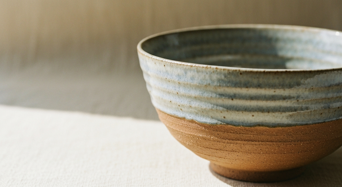 Yunomi rice bowl in ash glaze